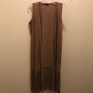 Have Small Fringe Long Tan Vest